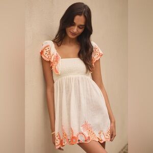 Anthropologie NWT Flutter Sleeve Square Neck Mini Dress